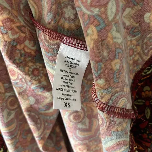 Lularoe Floral Paisley Short Sleeve Fit And Flare Skater Dress Women's XS - Picture 6 of 6